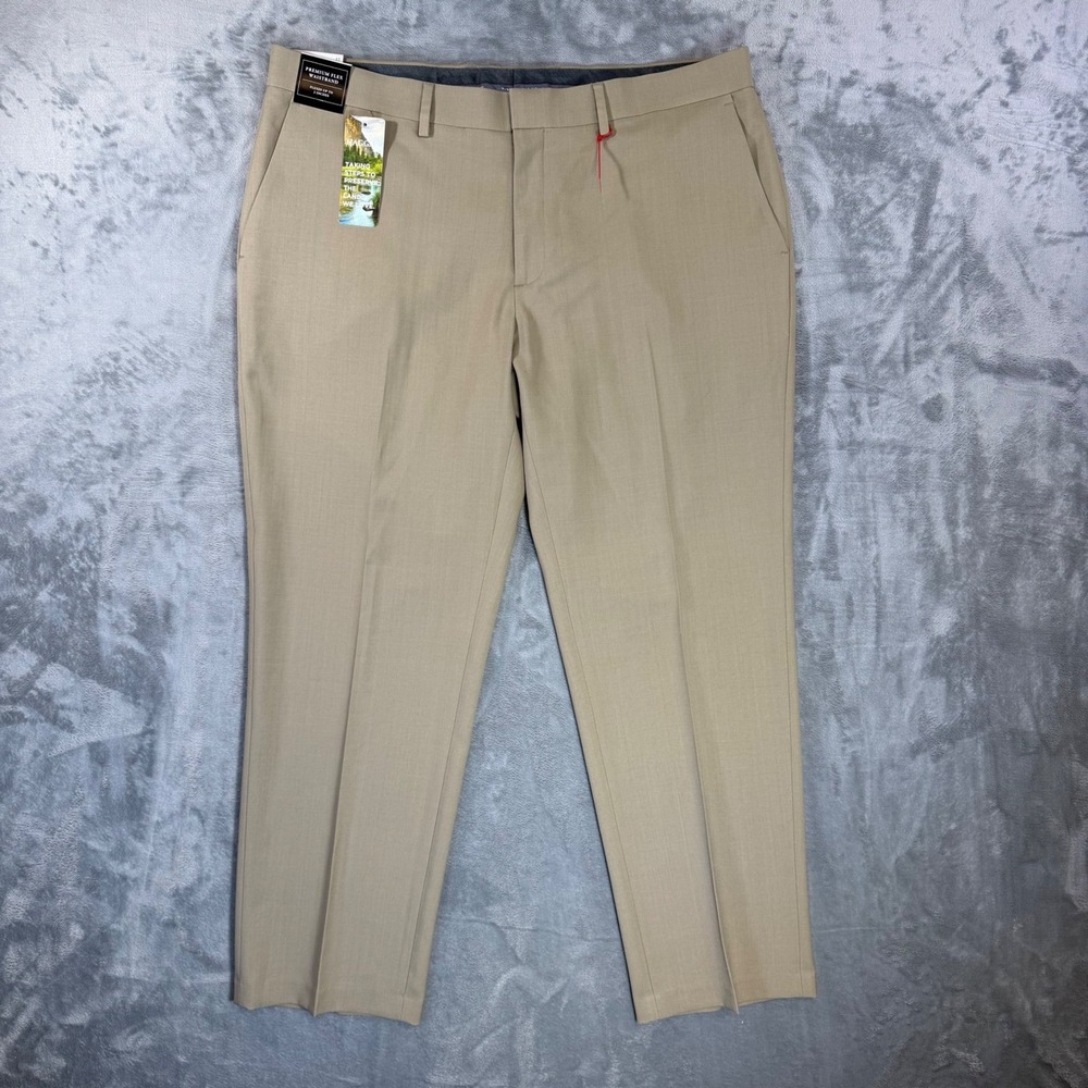New Haggar Premium Comfort Dress Pants Mens 38x29 Beige Formal Khaki Pants